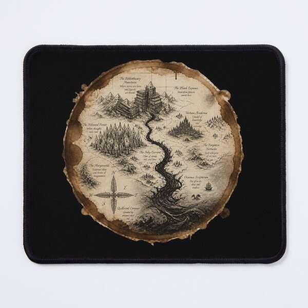 Item preview, Coffee Ring Literary Fantasy Map Dark Academia Art designed and sold by ChamberOfBooks.