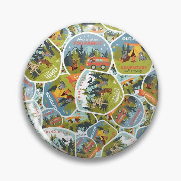 Item preview, Stacked Camping Life Badges Seamless Pattern Design designed and sold by Melissa Plugge-Dekker.