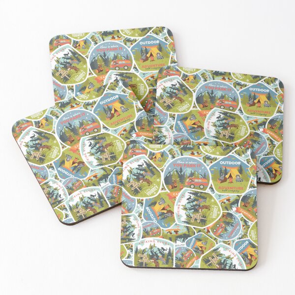 Item preview, Stacked Camping Life Badges Seamless Pattern Design designed and sold by Melissa Plugge-Dekker.