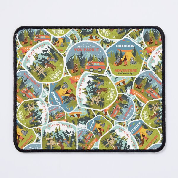 Item preview, Stacked Camping Life Badges Seamless Pattern Design designed and sold by Melissa Plugge-Dekker.