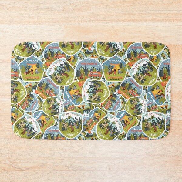 Item preview, Stacked Camping Life Badges Seamless Pattern Design designed and sold by Melissa Plugge-Dekker.