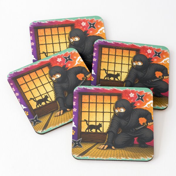 Item preview, Ninja Surprised by Cat Shadow | Japanese Shoji Screen designed and sold by Aguri-tei.