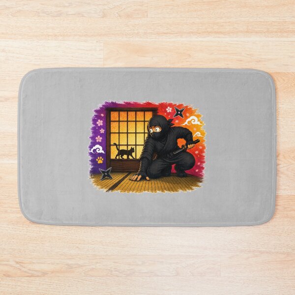 Item preview, Ninja Surprised by Cat Shadow | Japanese Shoji Screen designed and sold by Aguri-tei.