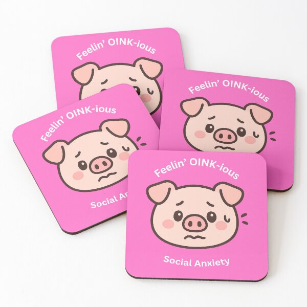 Item preview, Cute Socially Anxious Pig [Rectangular Edition] designed and sold by Social Signals.