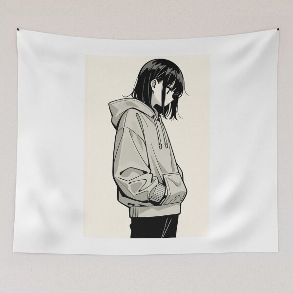 Item preview, Fashion - Man in Gray Hoodie Hood Up Streetwear Anime designed and sold by AnimeShin.