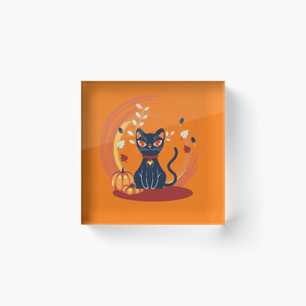 Item preview, Dark Navy Cat Glowing Pumpkin Autumn Leaves Swirl Halloween Botanical Graphic T-Shirt designed and sold by DERA RAY.