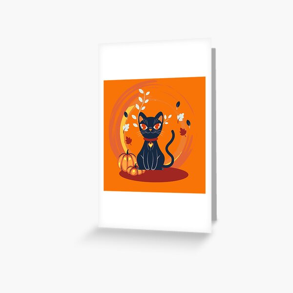Item preview, Dark Navy Cat Glowing Pumpkin Autumn Leaves Swirl Halloween Botanical Graphic T-Shirt designed and sold by DERA RAY.