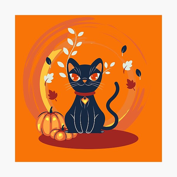 Item preview, Dark Navy Cat Glowing Pumpkin Autumn Leaves Swirl Halloween Botanical Graphic T-Shirt designed and sold by DERA RAY.