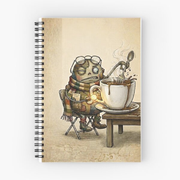 Item preview, Fred Tries to Drink Coffee | Quirky Steampunk Robot Art | Whimsical Cafe and Kitchen Illustration designed and sold by SergioMiklos.