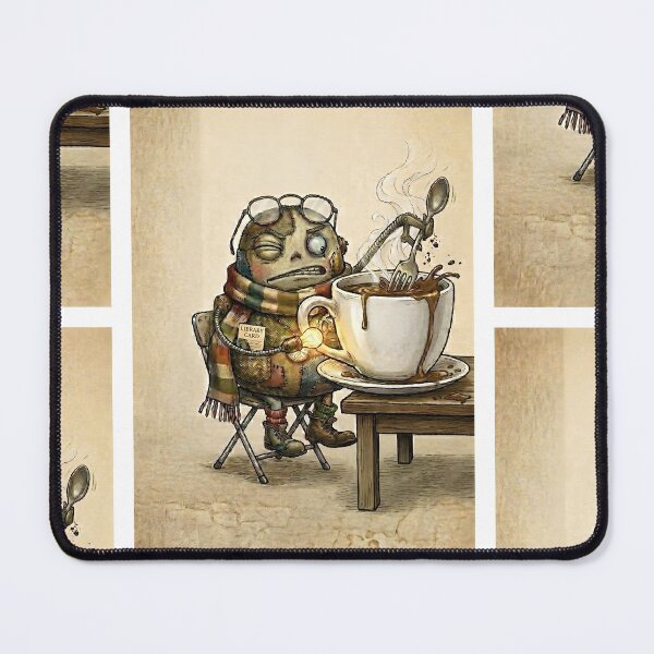 Item preview, Fred Tries to Drink Coffee | Quirky Steampunk Robot Art | Whimsical Cafe and Kitchen Illustration designed and sold by SergioMiklos.