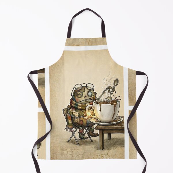 Item preview, Fred Tries to Drink Coffee | Quirky Steampunk Robot Art | Whimsical Cafe and Kitchen Illustration designed and sold by SergioMiklos.
