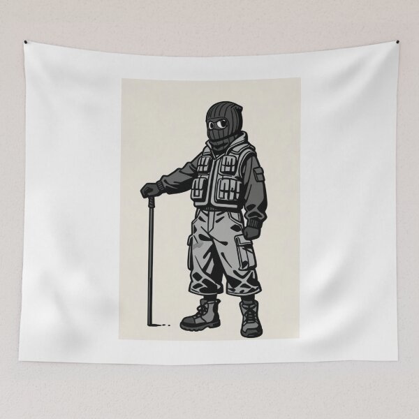 Item preview, Fashion - Man in Gray Puffer Vest Balaclava Cargo Streetwear Anime Variant 2 designed and sold by AnimeShin.