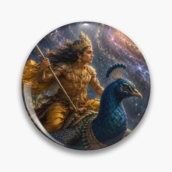 Item preview, Ganesha Wisdom Series: Kartikeya Crossing Infinite Galaxies | Cosmic Journey of Murugan | Celestial Mythology Art designed and sold by Homyar.