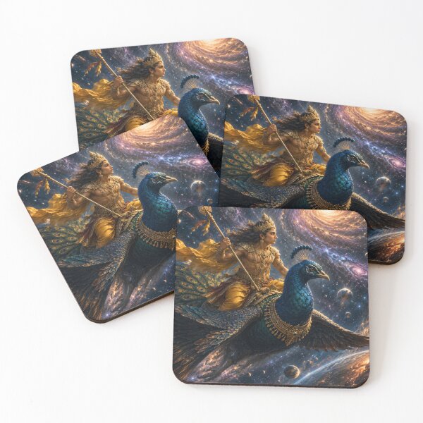 Item preview, Ganesha Wisdom Series: Kartikeya Crossing Infinite Galaxies | Cosmic Journey of Murugan | Celestial Mythology Art designed and sold by Homyar.