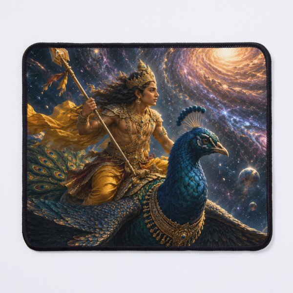 Item preview, Ganesha Wisdom Series: Kartikeya Crossing Infinite Galaxies | Cosmic Journey of Murugan | Celestial Mythology Art designed and sold by Homyar.
