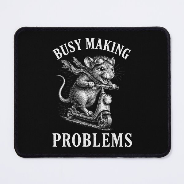 Item preview, Busy Making Problems – Chaotic Mouse on Scooter Vintage Meme Shirt designed and sold by Lichtisign.