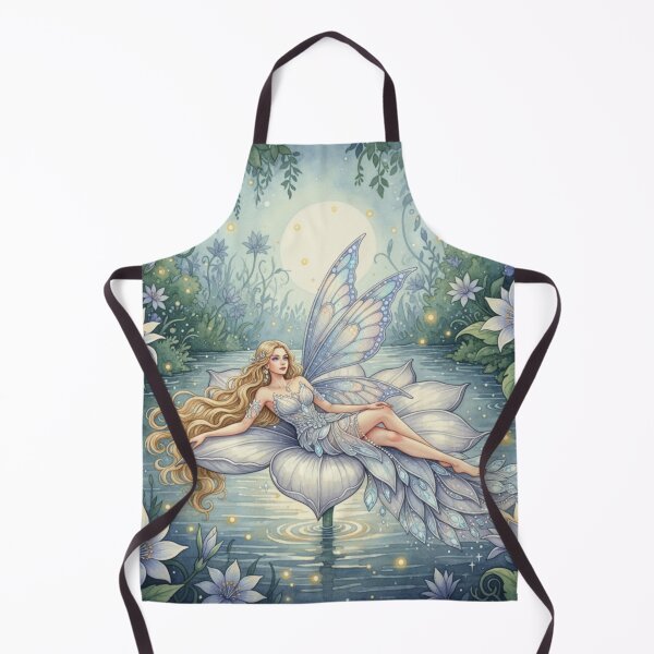 Item preview, Moonlit Lilywater Enchantress – Celestial Watercolor Fairy Garden Illustration designed and sold by Oonward2021.