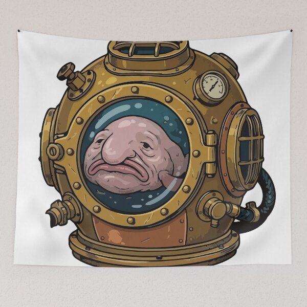 Item preview, Sad Blobfish Vintage Deep Sea Diving Helmet designed and sold by ArcApparel2020.