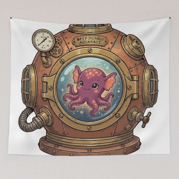Item preview, Cute Dumbo Octopus Retro Ocean Diving Helmet designed and sold by ArcApparel2020.