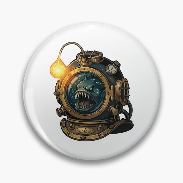 Item preview, Bioluminescent Anglerfish Antique Deep Diving Helmet designed and sold by ArcApparel2020.