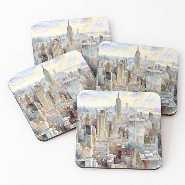 Item preview, Manhattan Aerial View New York City Watercolor designed and sold by caracatita75.