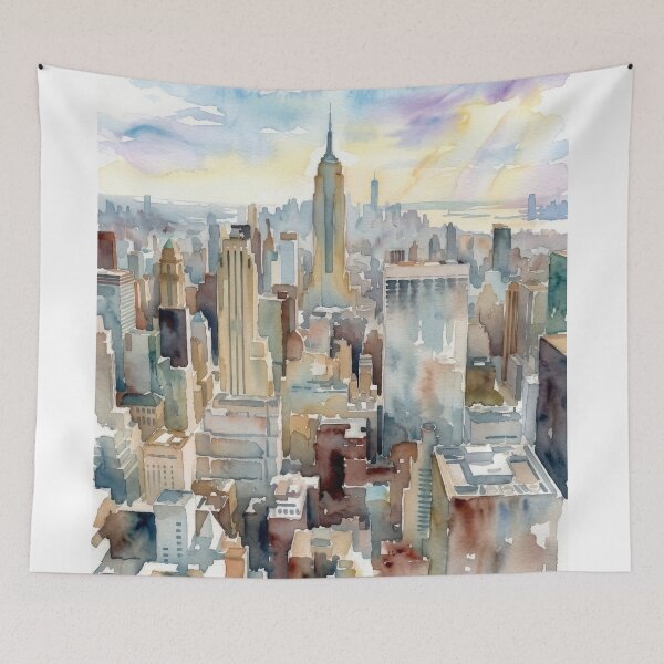 Item preview, Manhattan Aerial View New York City Watercolor designed and sold by caracatita75.