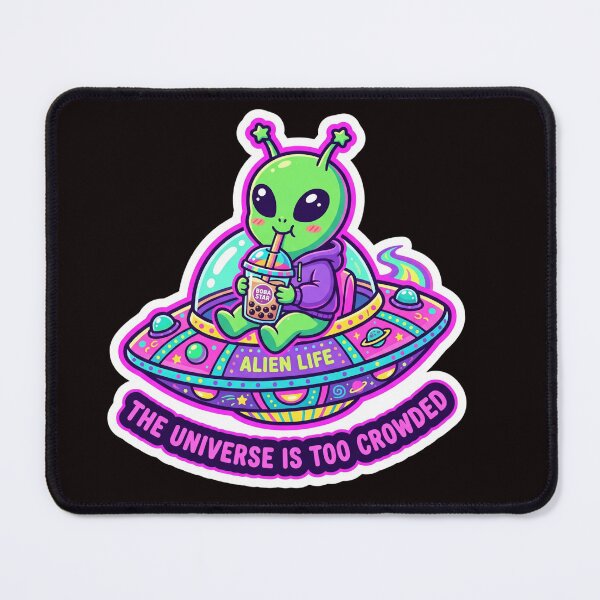 Item preview, I Need My Space - Funny Retro UFO Alien Universe Is Too Crowded designed and sold by The Silly Grumpy Society.