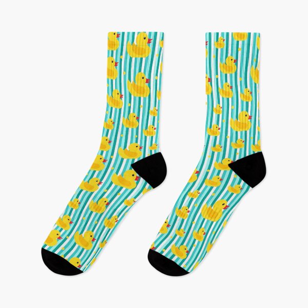 Item preview, Yellow Rubber Ducks on Stripes Bathroom Pattern designed and sold by HotHibiscus.