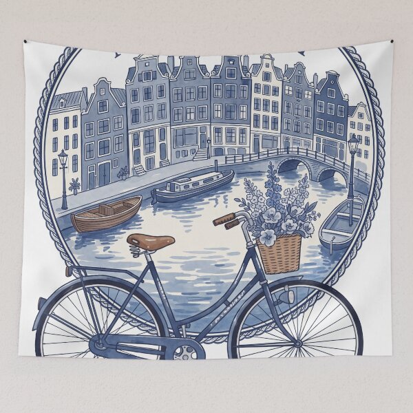 Item preview, Amsterdam Bicycle Canal Illustration designed and sold by jcsstore.