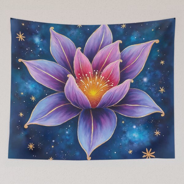 Item preview, Cosmic Lotus Radiance – Celestial Watercolor Starflower Illustration designed and sold by Oonward2021.