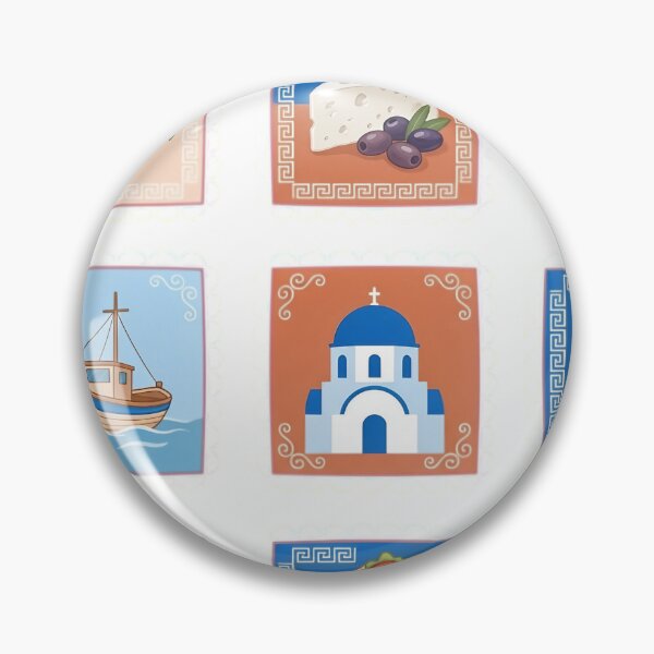 Item preview, Greek Food Travel Culture Icons Collage designed and sold by JMDesignHub.