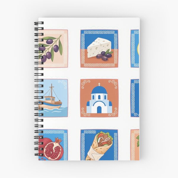 Item preview, Collage de iconos de la cultura gastronómica y de viajes de Grecia designed and sold by JMDesignHub.