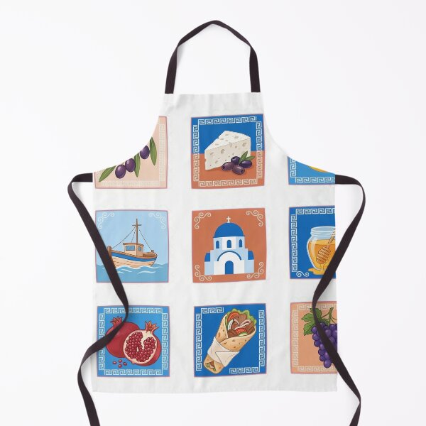 Item preview, Greek Food Travel Culture Icons Collage designed and sold by JMDesignHub.