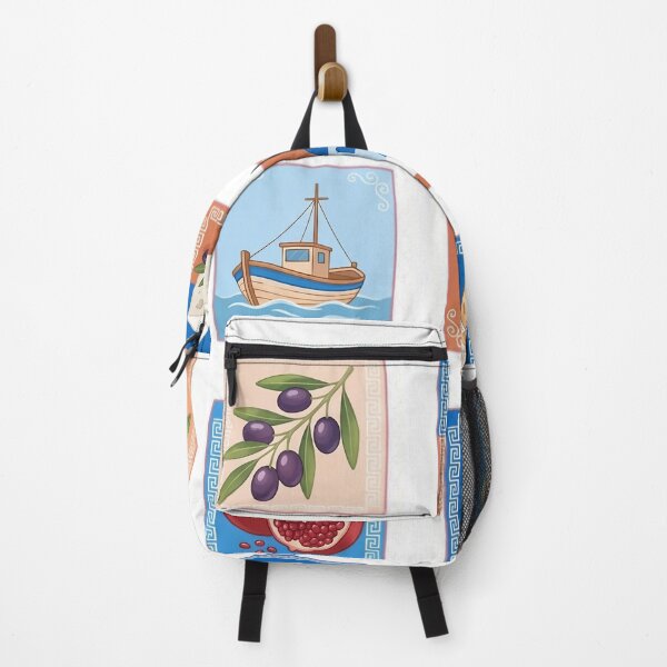 Item preview, Greek Food Travel Culture Icons Collage designed and sold by JMDesignHub.