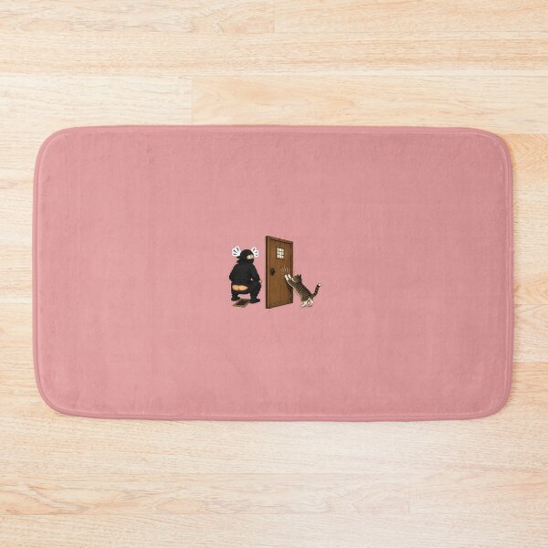 Item preview, Ninja Busted Pants Down Cat Scratching Door Funny Japanese Humor Sticker designed and sold by Aguri-tei.