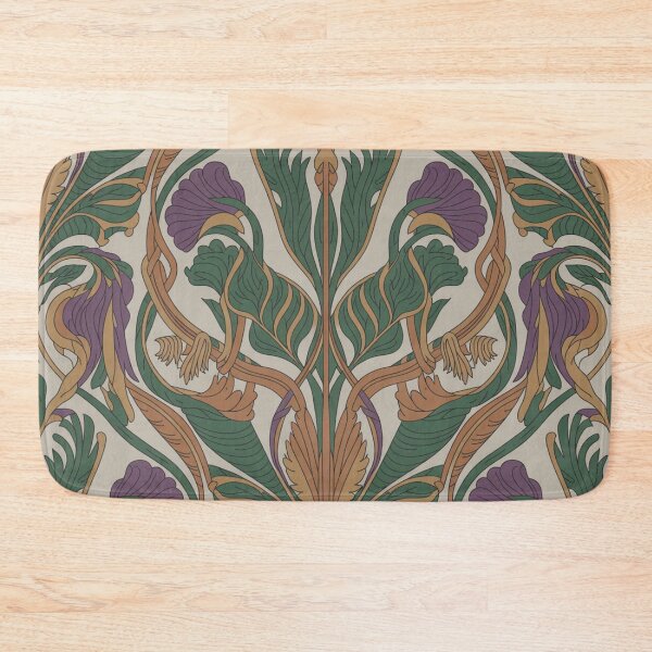 Item preview, Elegant Art Nouveau Floral Pattern | Purple Green Vine Seamless Repeat designed and sold by Midnight Veil Designs.