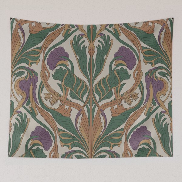 Item preview, Elegant Art Nouveau Floral Pattern | Purple Green Vine Seamless Repeat designed and sold by Midnight Veil Designs.