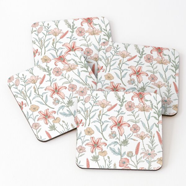 Item preview, Pastel Vintage Lily and Wildflower Pattern designed and sold by NuvoraNest.