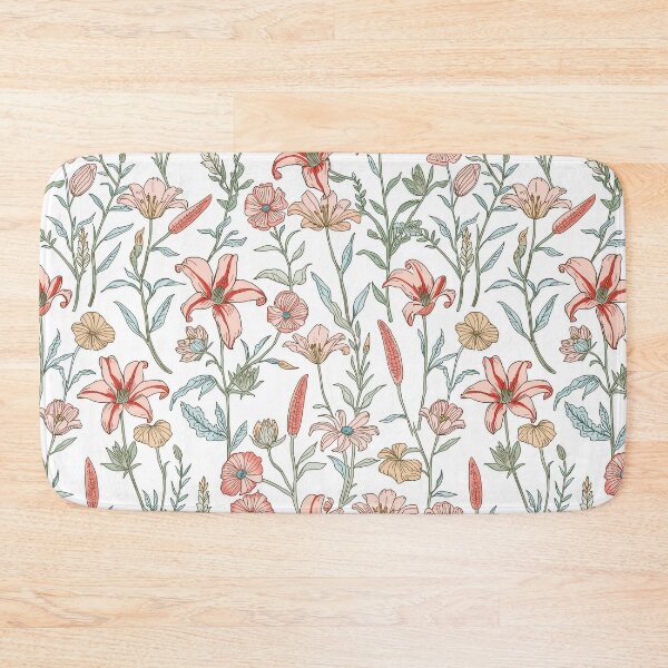 Item preview, Pastel Vintage Lily and Wildflower Pattern designed and sold by NuvoraNest.