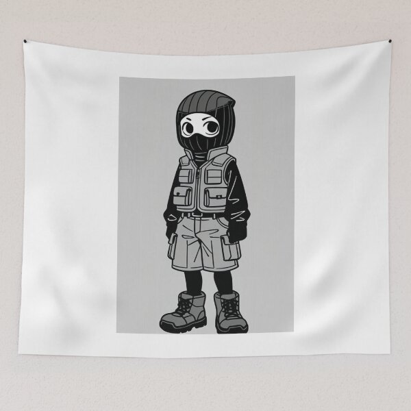 Item preview, Fashion - Man in Gray Puffer Vest Balaclava Cargo Streetwear Anime Variant 5 designed and sold by AnimeShin.