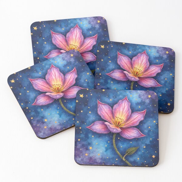 Item preview, Starlit Sakura Nova – Celestial Watercolor Blossom Illustration designed and sold by Oonward2021.