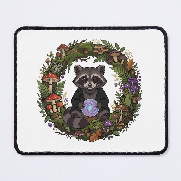 Item preview, Goth Raccoon Witchcraft Mushroom Wreath designed and sold by ArcApparel2020.