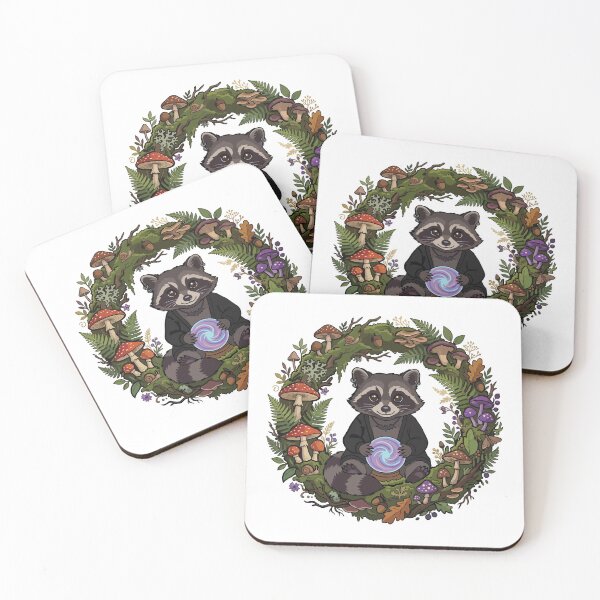 Item preview, Goth Raccoon Witchcraft Mushroom Wreath designed and sold by ArcApparel2020.