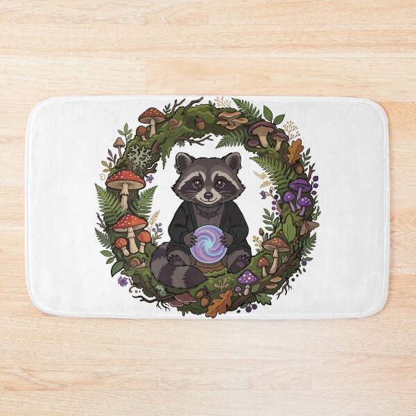 Item preview, Goth Raccoon Witchcraft Mushroom Wreath designed and sold by ArcApparel2020.