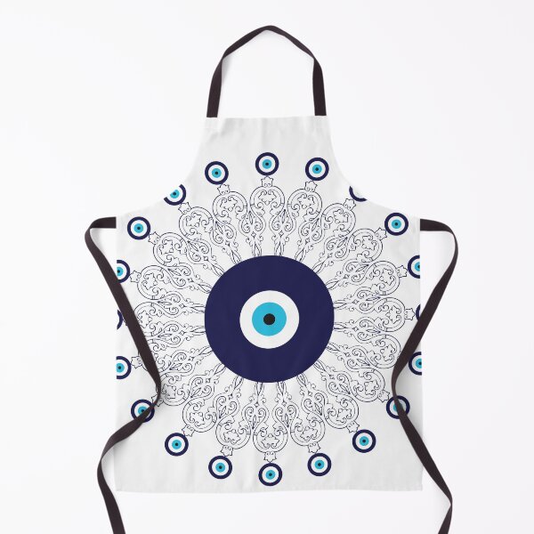 Item preview, Navy Blue White Mediterranean Evil Eye Mandala Pattern designed and sold by HotHibiscus.