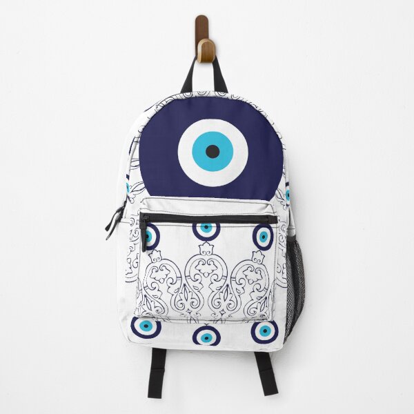 Item preview, Navy Blue White Mediterranean Evil Eye Mandala Pattern designed and sold by HotHibiscus.