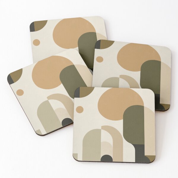 Item preview, Abstract Geometric Minimalist Cream Ocher Print designed and sold by EnmarcArt.