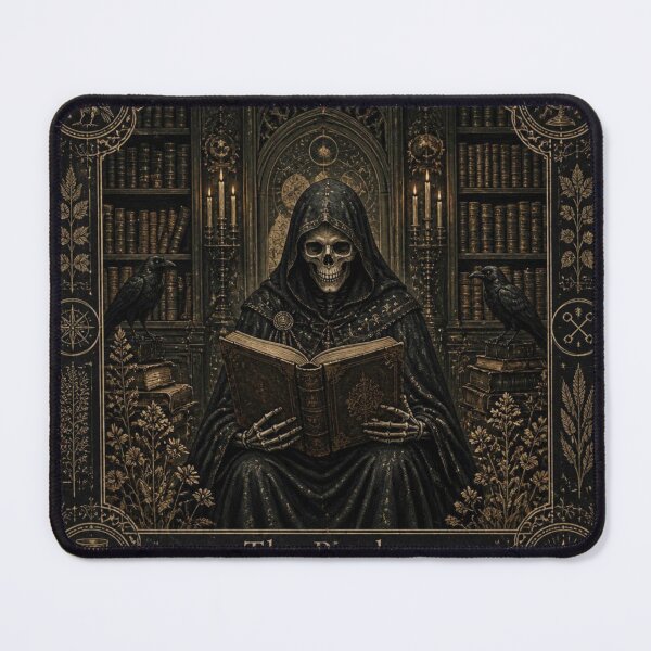 Item preview, The Reader Tarot Card Dark Academia Gothic Library Art designed and sold by ChamberOfBooks.