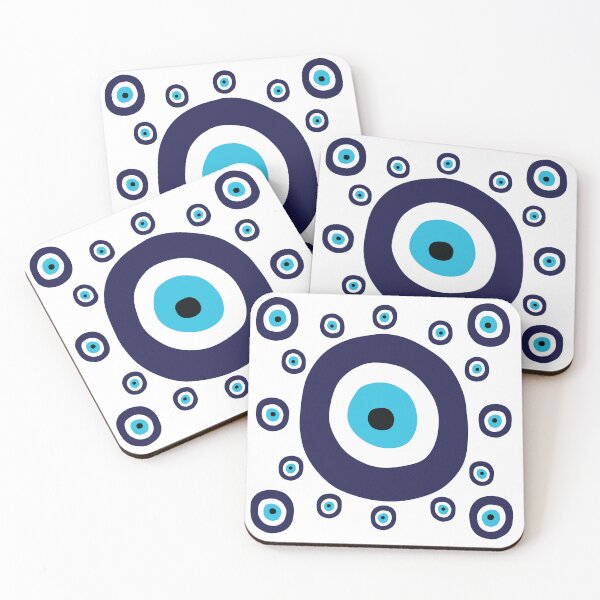 Item preview, Navy Blue and Aqua Nazar Evil Eye Lucky Charm Pattern designed and sold by HotHibiscus.