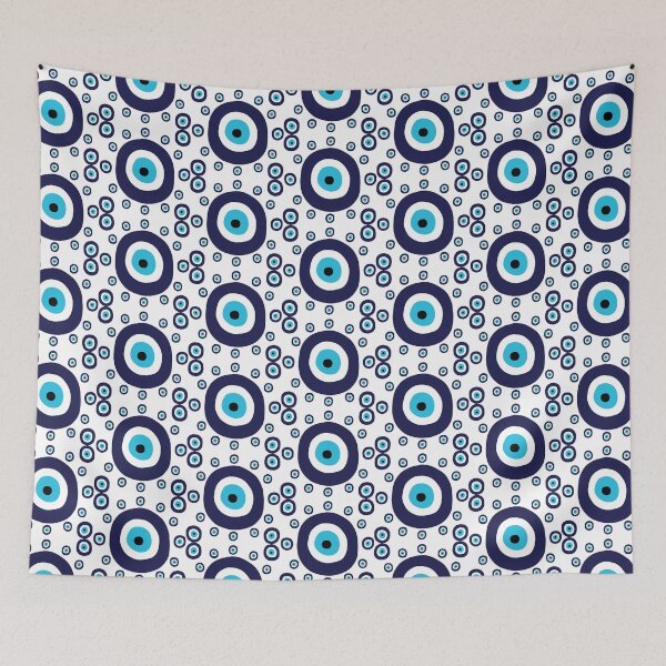 Item preview, Navy Blue and Aqua Nazar Evil Eye Lucky Charm Pattern designed and sold by HotHibiscus.